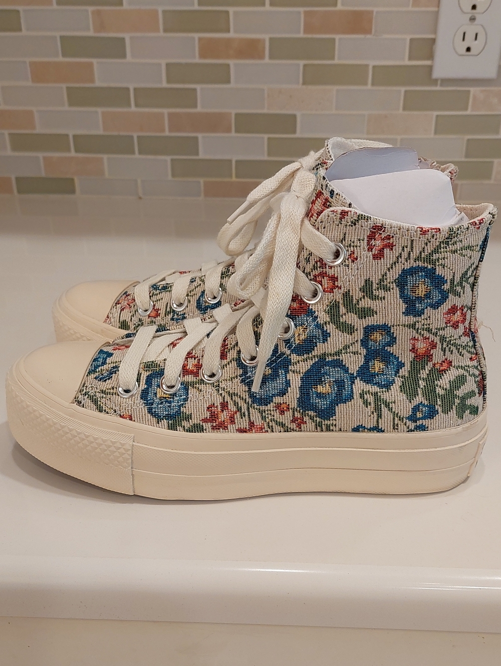 High-Top Floral Tapestry Platform Converse
